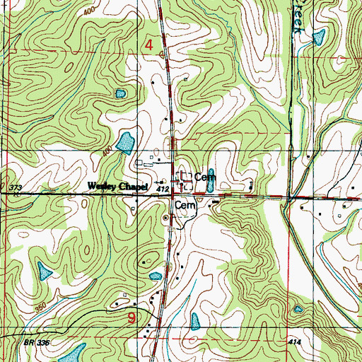 Topographic Map of New Parkersburg Baptist Church, MS