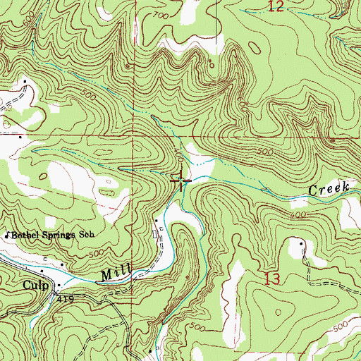 Topographic Map of Cataract Creek, AR