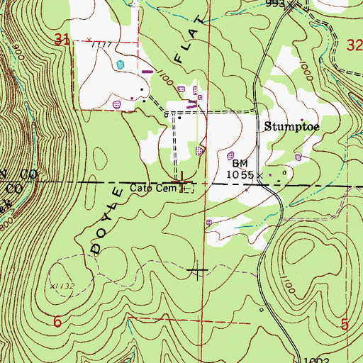 Topographic Map of Cato Cemetery, AR