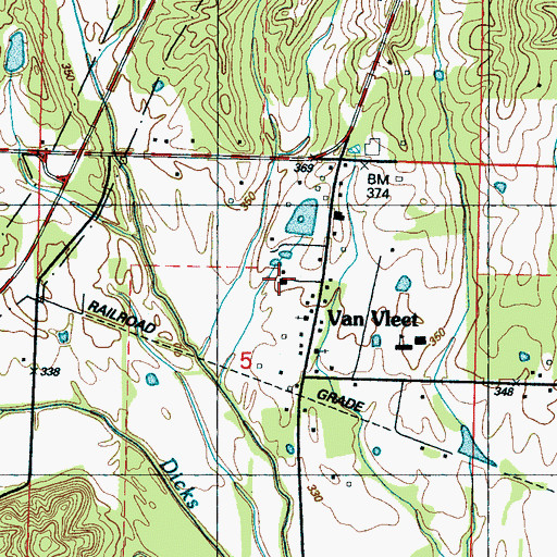 Topographic Map of Van Vleet Consolidated High School (historical), MS