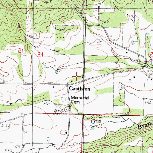 Topographic Map of Cauthron Church, AR
