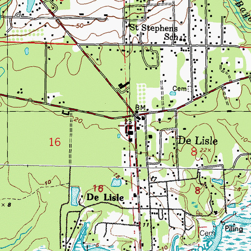 Topographic Map of Pass Christian Middle School, MS