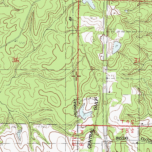 Topographic Map of Rawhide (historical), MS