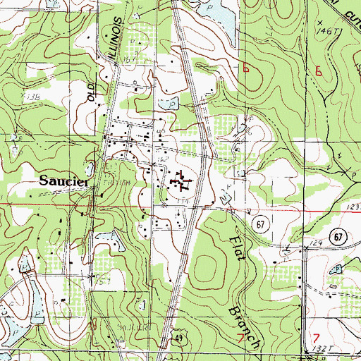 Topographic Map of Saucier Elementary School, MS