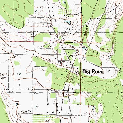 Topographic Map of Big Point Methodist Church, MS