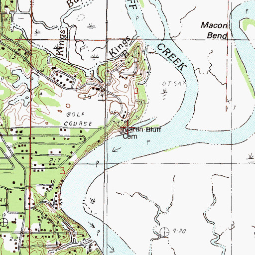 Topographic Map of Martins Bluff, MS