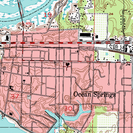 Topographic Map of N E Taconi Elementary School, MS