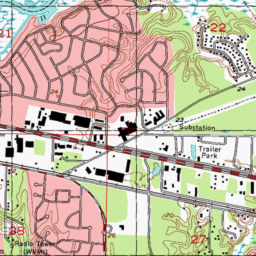 Topographic Map of Ocean Springs Hospital, MS