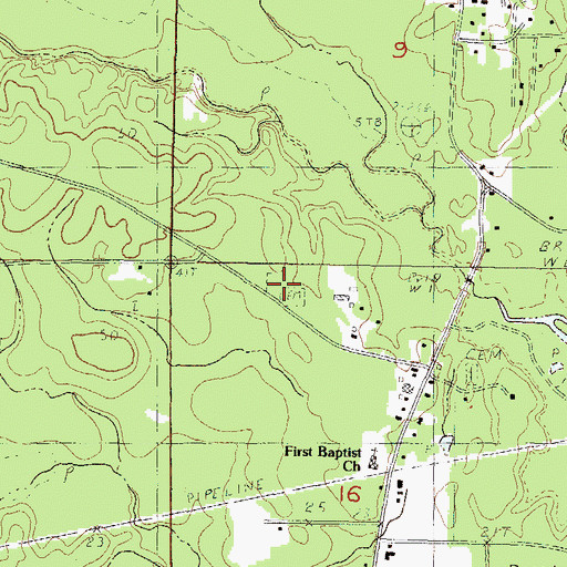 Topographic Map of Old Shiloh Cemetery, MS