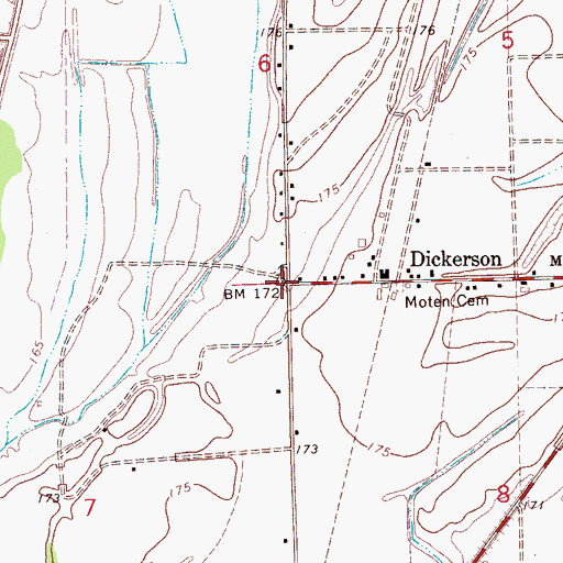 Topographic Map of Elk Horn Plantation (historical), MS