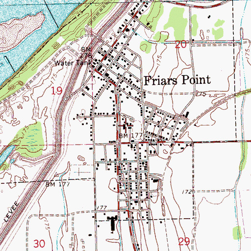 Topographic Map of Friars Point Elementary School, MS