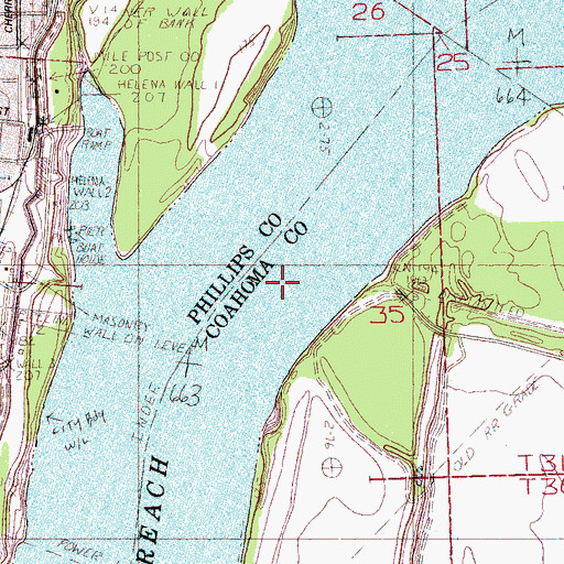 Topographic Map of Glendale (historical), MS