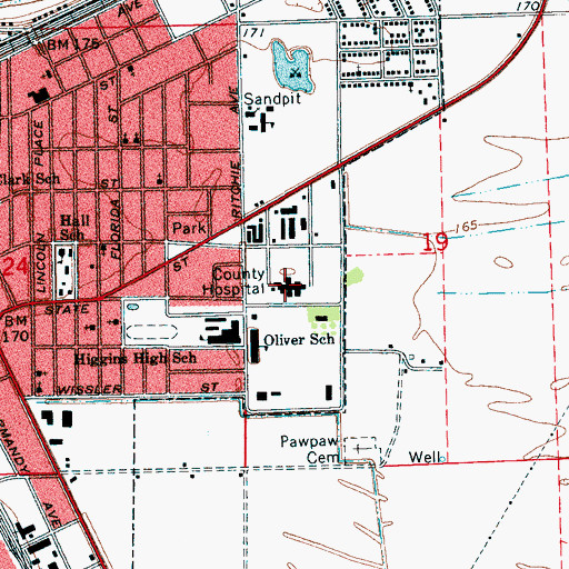 Topographic Map of Northwest Mississippi Regional Medical Center, MS