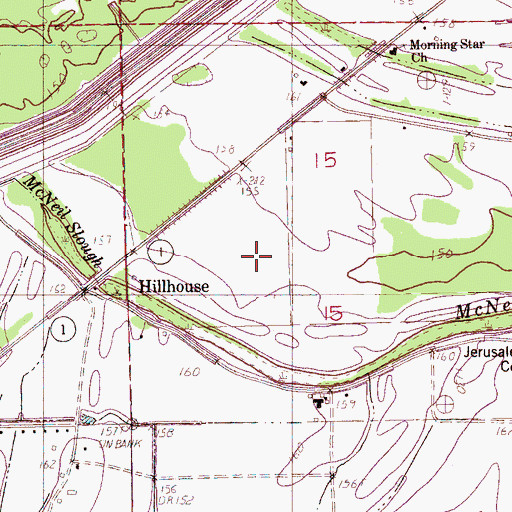 Topographic Map of Rosewood Plantation (historical), MS