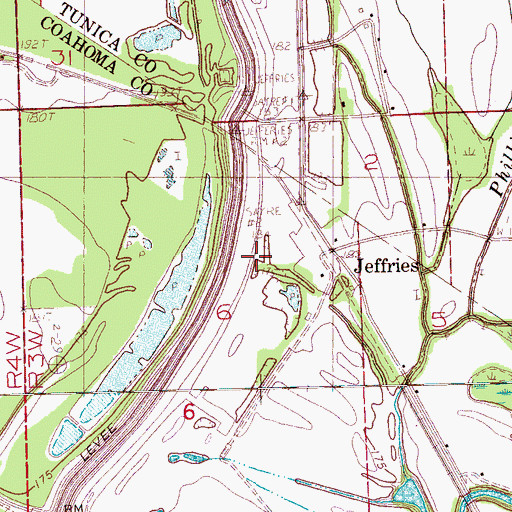 Topographic Map of State Levee (historical), MS
