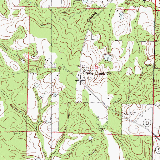 Topographic Map of Crane Creek, MS