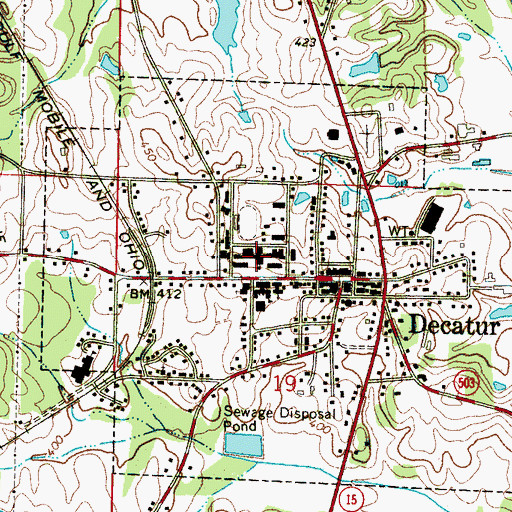Topographic Map of Decatur Attendance Center (historical), MS