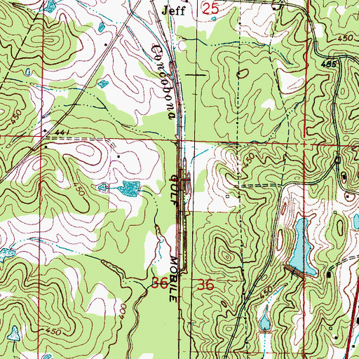 Topographic Map of Toomer (historical), MS