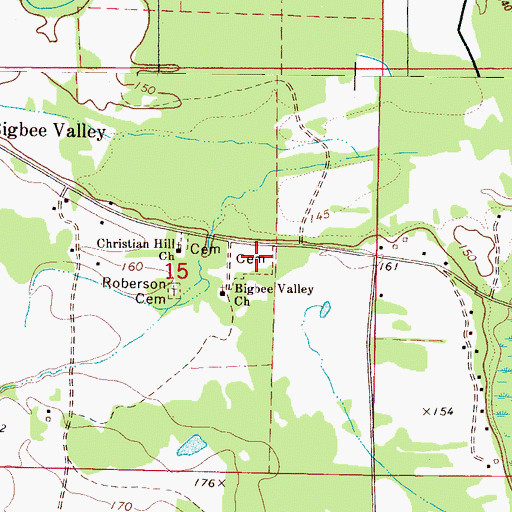 Topographic Map of Bigbee Valley Cemetery, MS