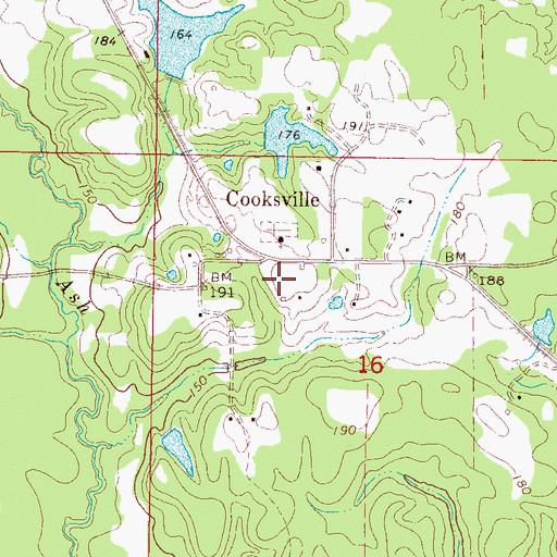 Topographic Map of Cooksville Cemetery, MS