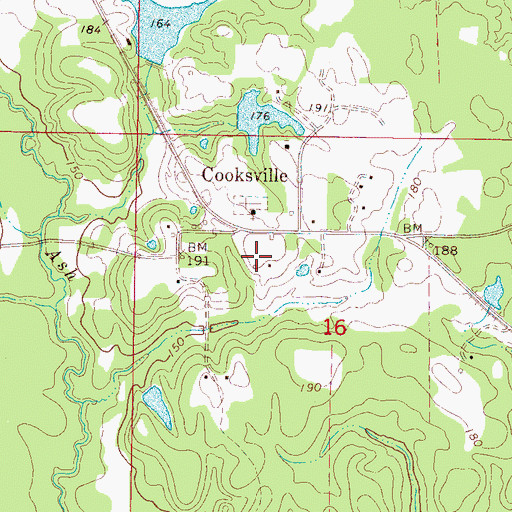 Topographic Map of Cooksville Methodist Church, MS