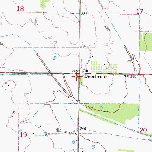 Topographic Map of Deerbrook Cemetery, MS