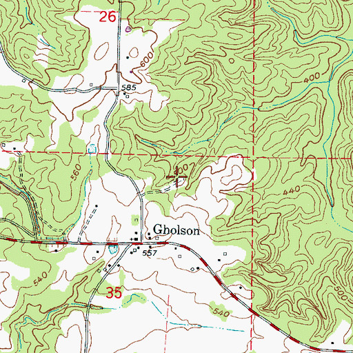 Topographic Map of Gholson Cemetery, MS