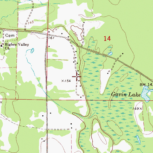 Topographic Map of Grantsville (historical), MS