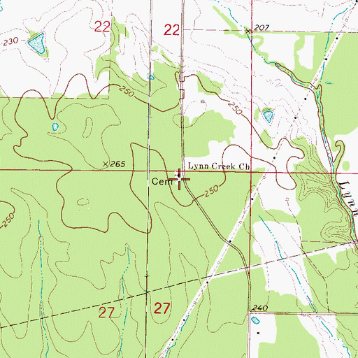 Topographic Map of Lynn Creek Cemetery, MS