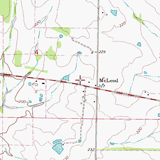 Topographic Map of McLeod Cemetery, MS