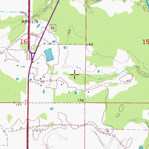 Topographic Map of Noxubee County High School, MS