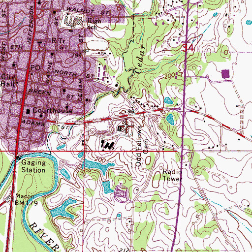 Topographic Map of Noxubee County Junior High School, MS