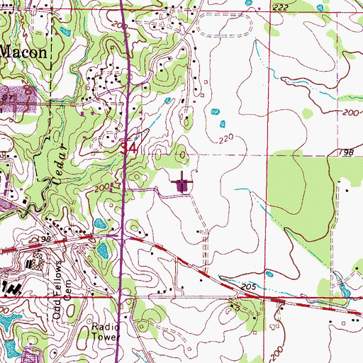 Topographic Map of Noxubee County Vocational Center, MS