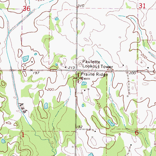 Topographic Map of Pleasant Ridge Church of Christ (historical), MS