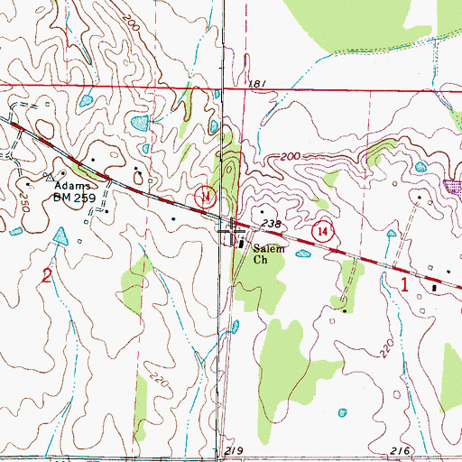 Topographic Map of Salem Cemetery, MS
