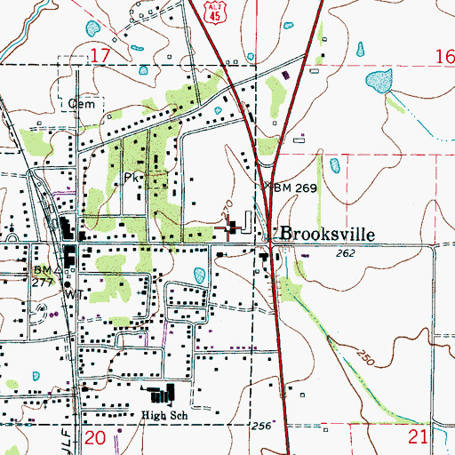Topographic Map of Wilson Attendance Center, MS