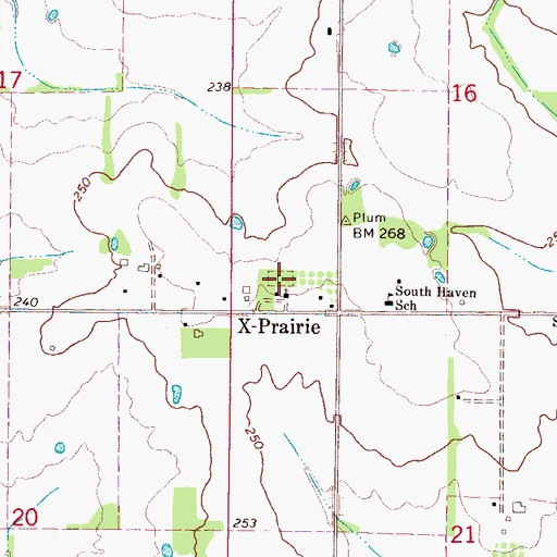Topographic Map of X-Prairie Cemetery, MS