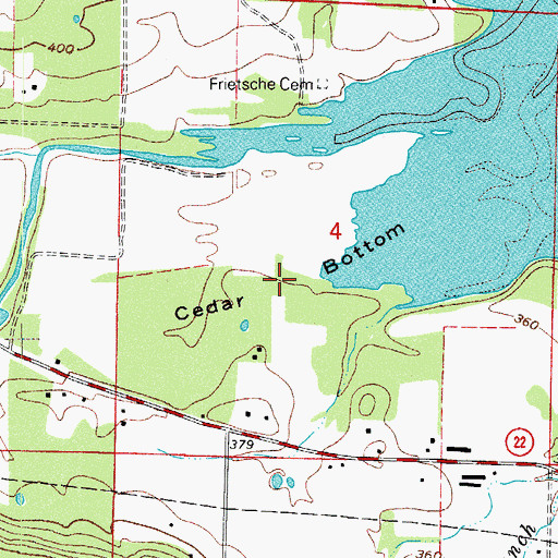 Topographic Map of Cedar Bottom, AR