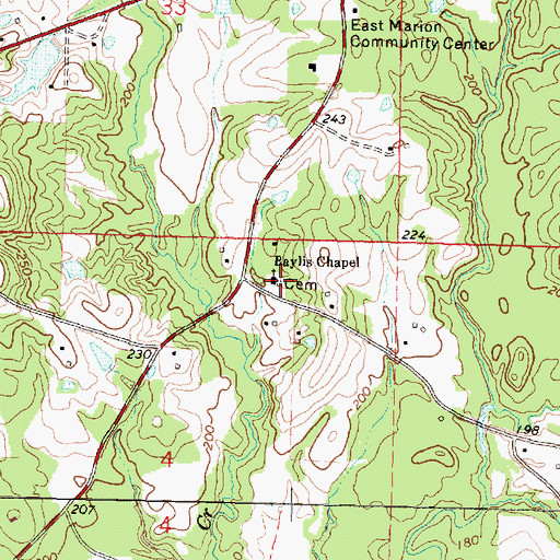 Topographic Map of Baylis Chapel Cemetery, MS