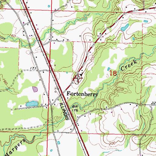 Topographic Map of Cedar Grove Cemetery, MS