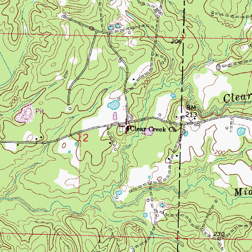 Topographic Map of Clear Creek Cemetery, MS