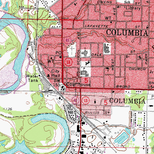 Topographic Map of Dalys Hospital (historical), MS
