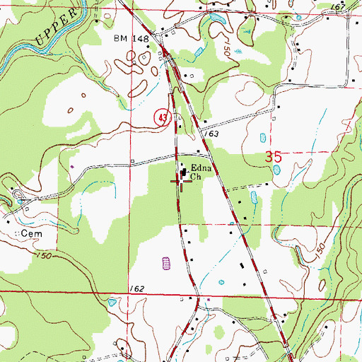 Topographic Map of Edna, MS
