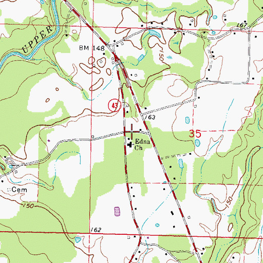 Topographic Map of Edna School (historical), MS