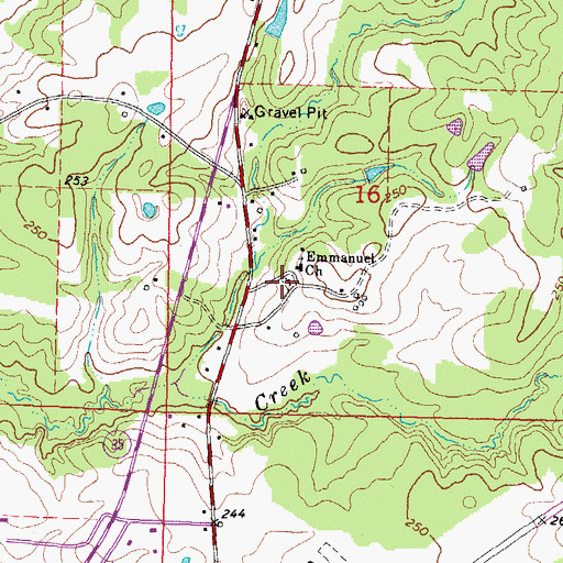 Topographic Map of Emmanuel Cemetery, MS
