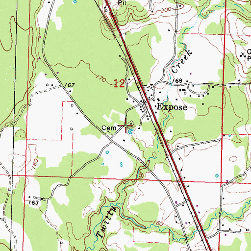 Topographic Map of Expose Cemetery, MS
