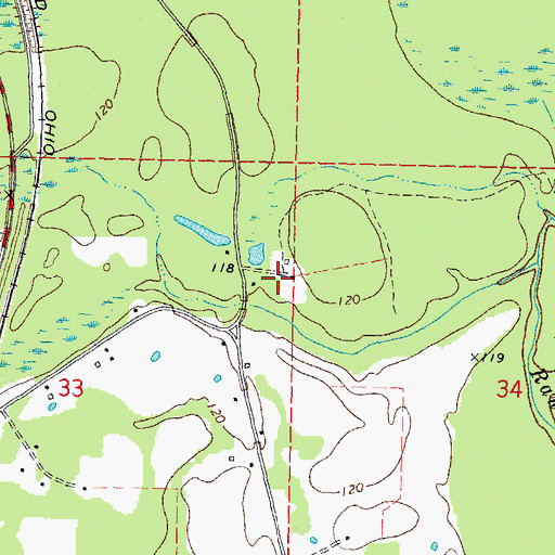 Topographic Map of Fords School (historical), MS