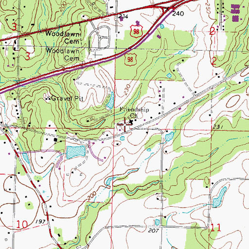 Topographic Map of Friendship Cemetery, MS