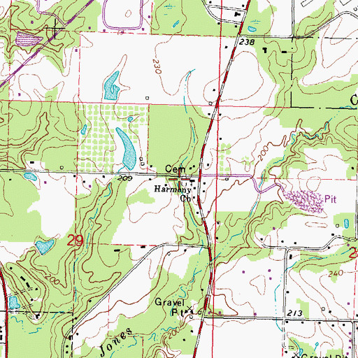 Topographic Map of Harmony Cemetery, MS