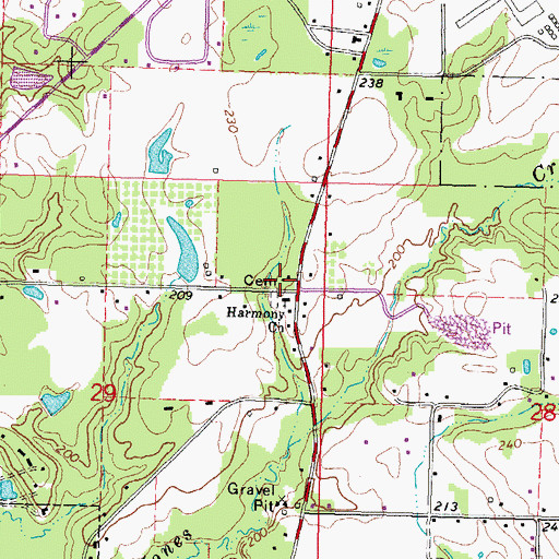 Topographic Map of Harmony Private School (historical), MS